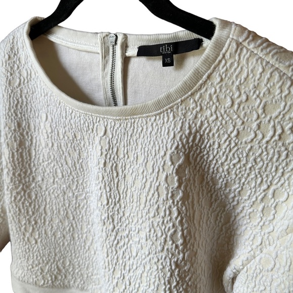 Cream Tibi Cropped Structured Top/Sweatshirt | Size XS - Picture 2 of 7